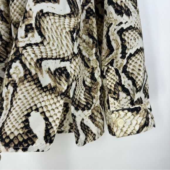 JM Collection Neutral Snakeprint Button Front Blouse Top Sz 14P - Picture 4 of 9